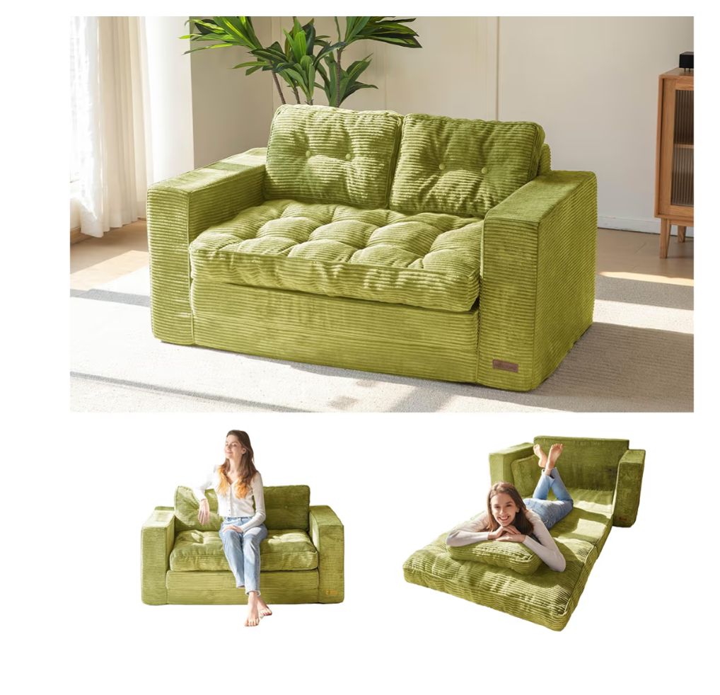 MAXYOYO Convertible Sofa Bed, Pull Out Loveseat Sleeper Sofa, 2 in 1 Folding Couch Bed