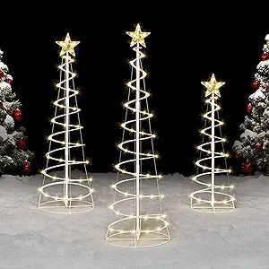 🎄✨ Holiday Ready: 3-Pack Spiral LED Christmas Tree Lights! Bring the ✨magic✨ to your outdoor space with these JOIEDOMI Spiral Christmas Tree Lights — 218 warm white LEDs, includes stakes & star topper! Ideal for your yard, porch, patio or garden to transf