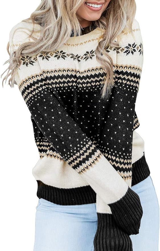 LookbookStore Women Ugly Christmas Tree Reindeer Holiday Knit Sweater Pullover