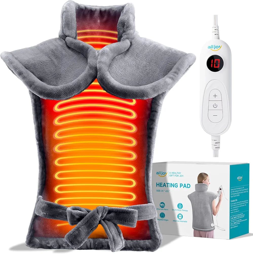 Heating Pad for Back Pain Relief, 24"x33" Weighted Heating Pad for Neck and Shoulder, Neck Heating Pad Fast-Heating with 6 Settings, Auto Shut-Off Full Body Heating Pad, Gifts for Women-Washable