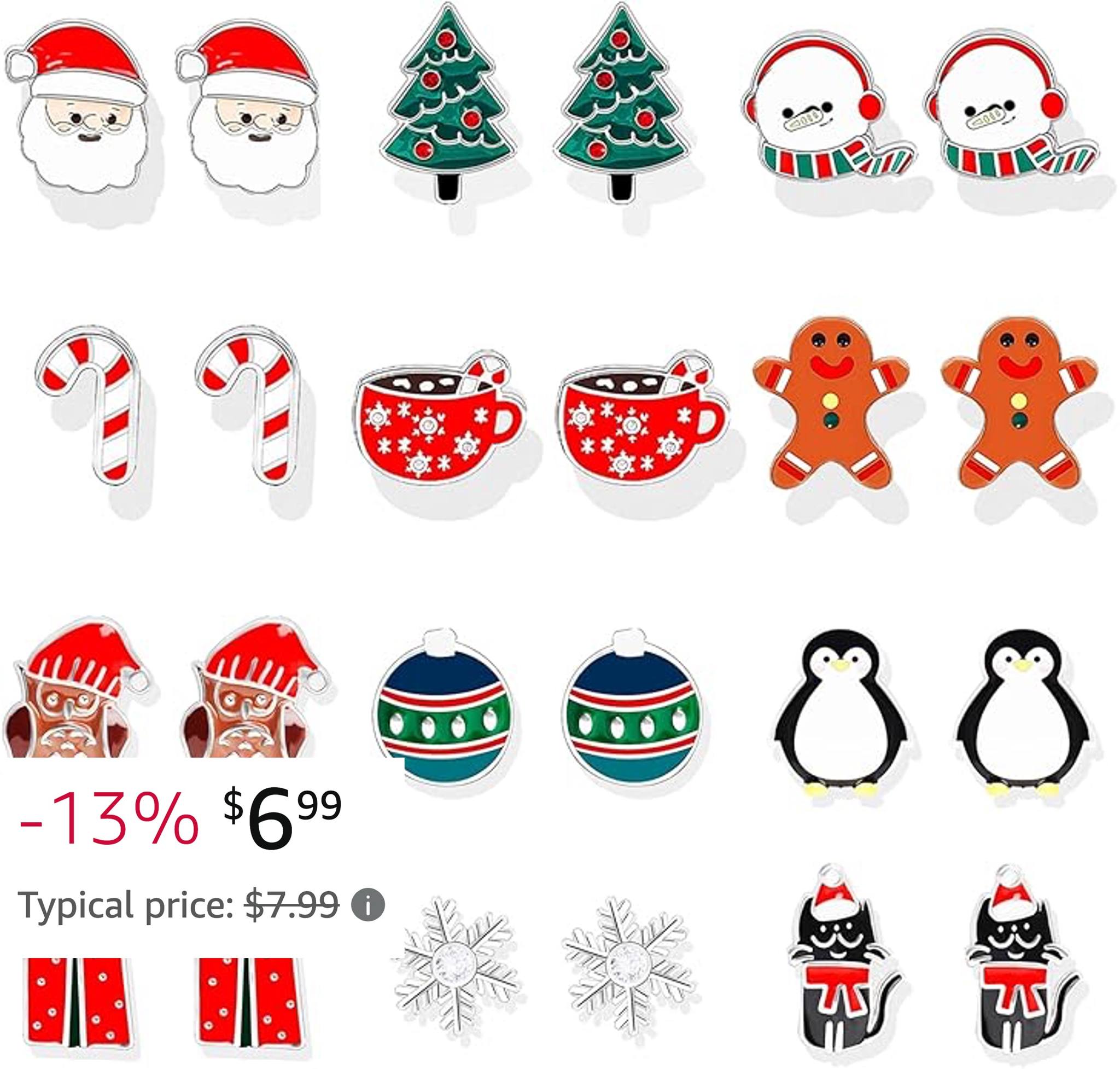Christmas Earrings, 12 pairs!!