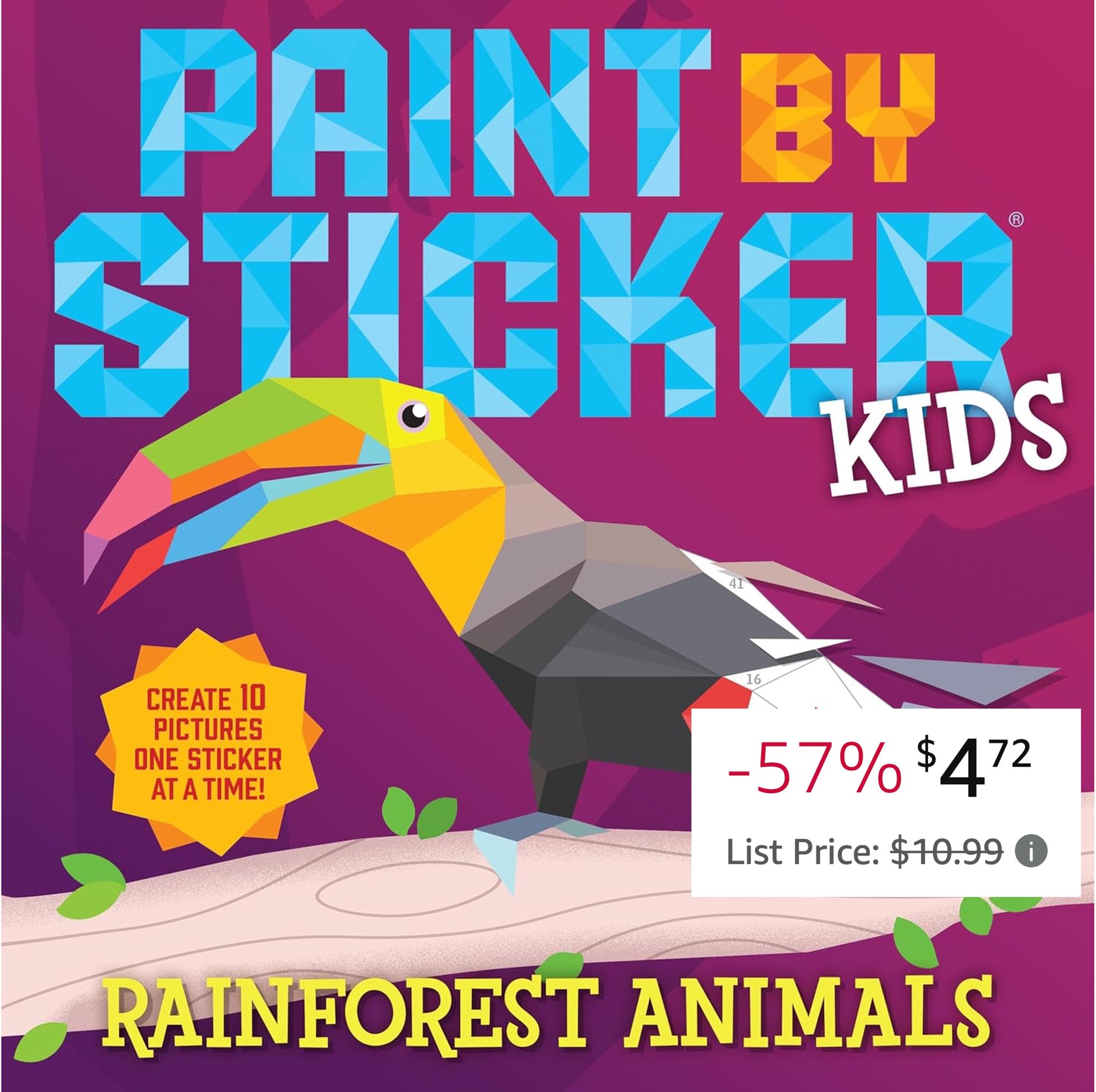 Paint by Sticker Kids: Rainforest Animals!!