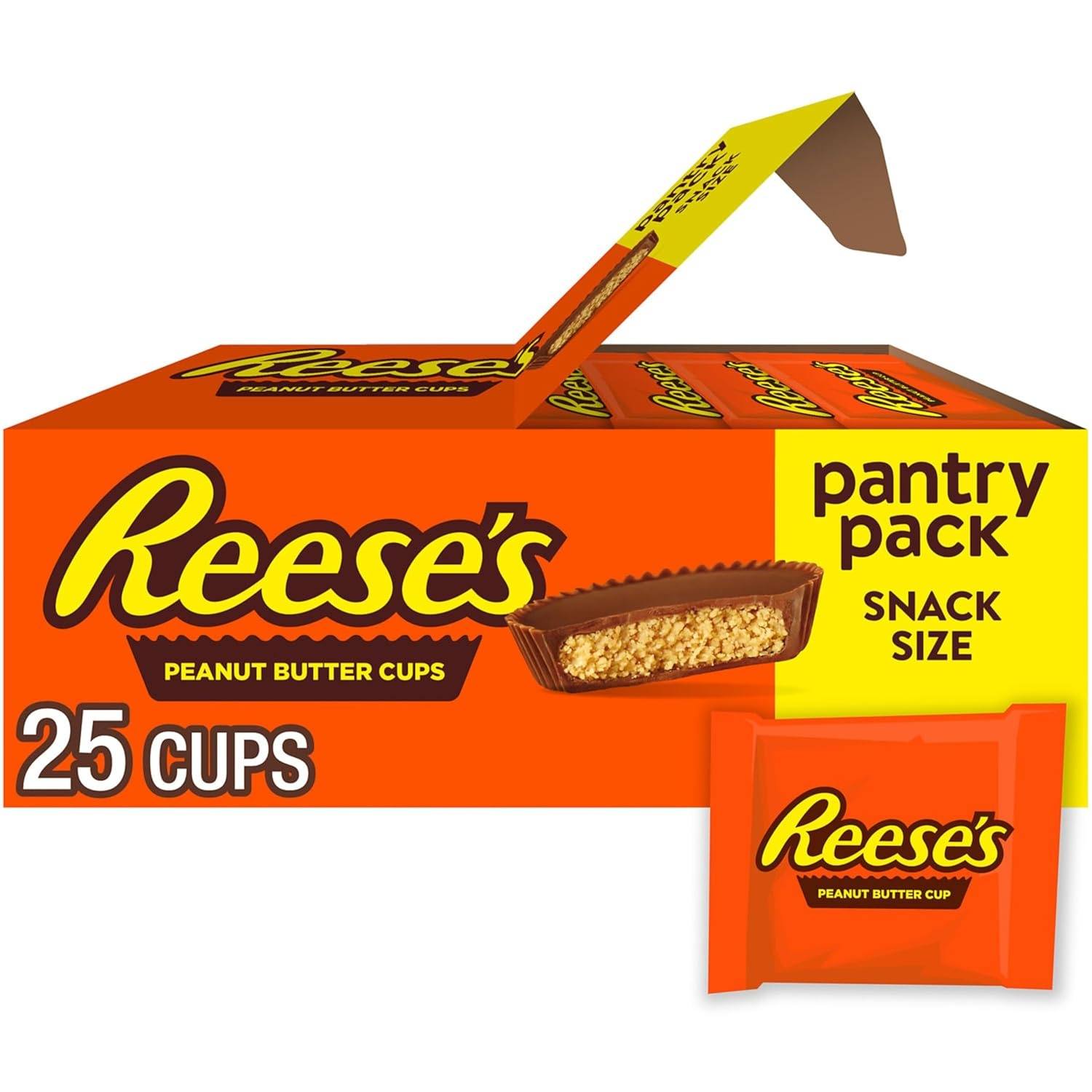 📲 REESE'S Milk Chocolate Snack Size Peanut Butter Cups, Candy Pantry Pack,   (25 Pieces) — On Drop 🛍️