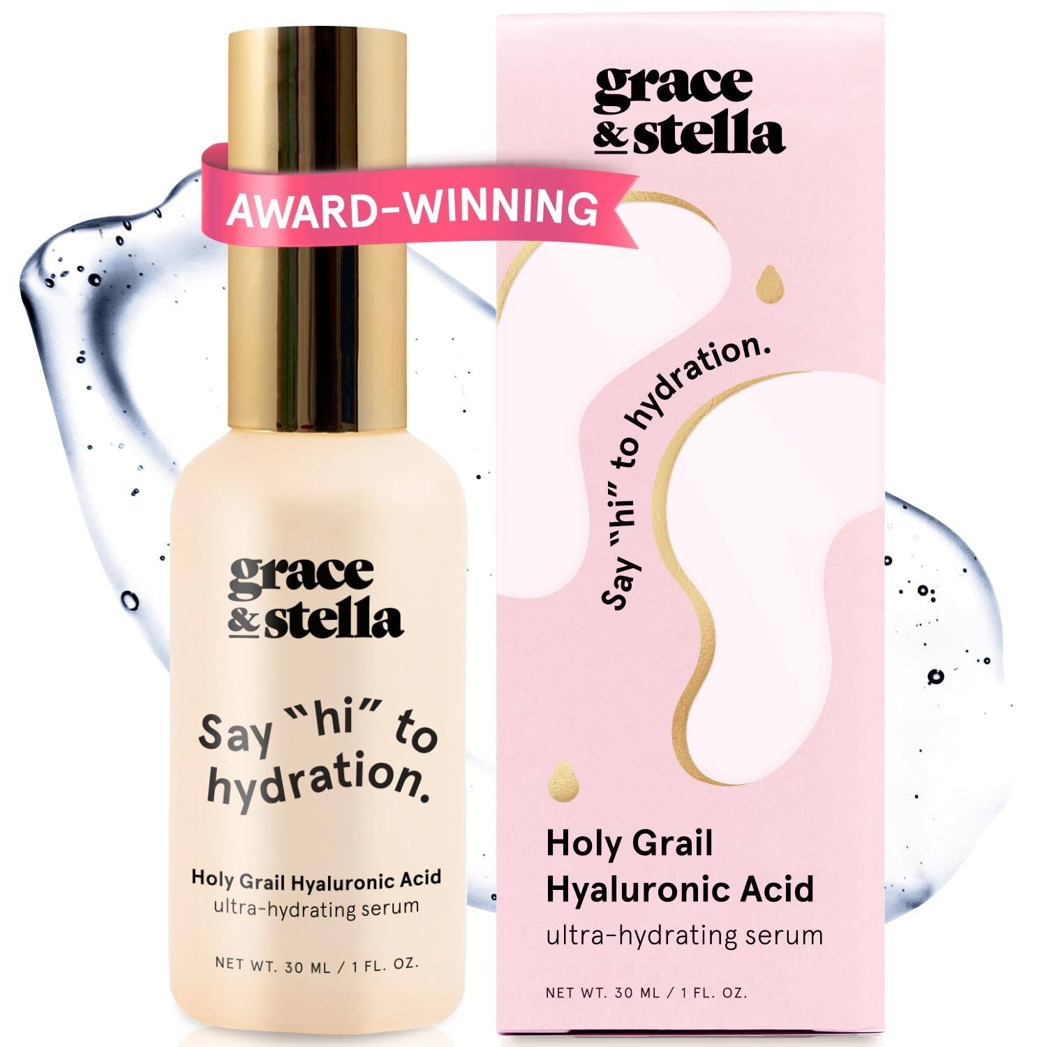 📲 grace & stella Award Winning Hyaluronic Acid Serum (30ml/1 fl oz) Hydrating Hyaluronic Acid Serum for Face