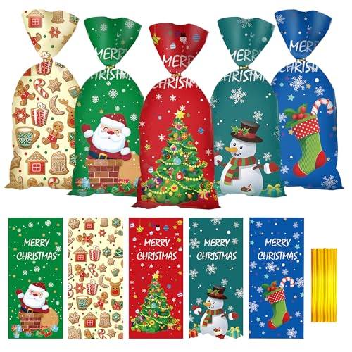 50% off Christmas Cellophane Treat Bags - 100