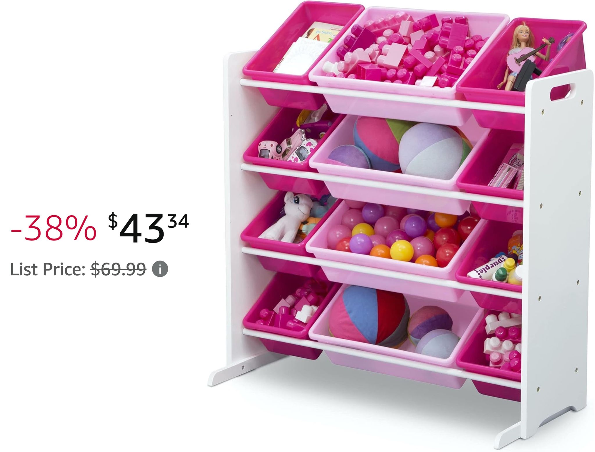 Delta Children Kids Toy Storage Organizer with 12 Plastic Bins