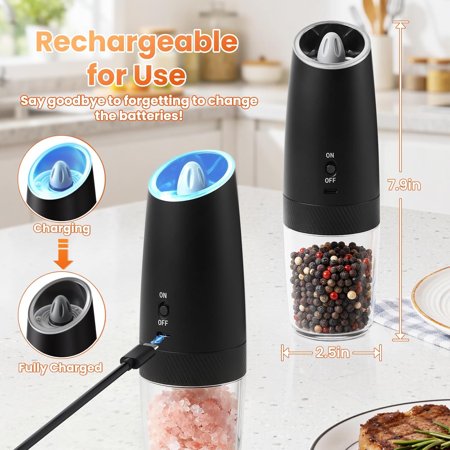 Gravity Electric Salt and Pepper Grinder